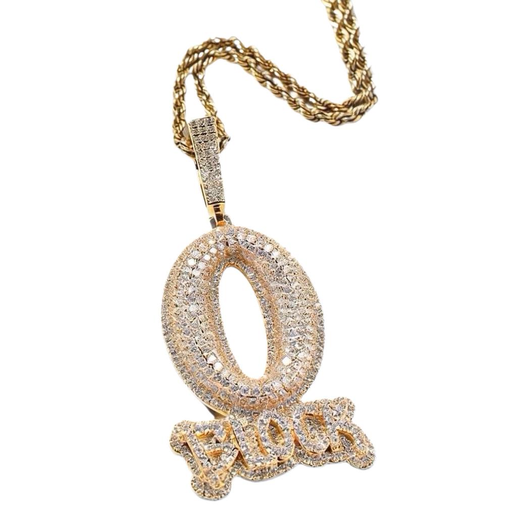 Hip Hop Copper Studded with Diamond Letters Pendant Personality Trend Fried Dough Twists Necklace Men's Fashion Jewelry