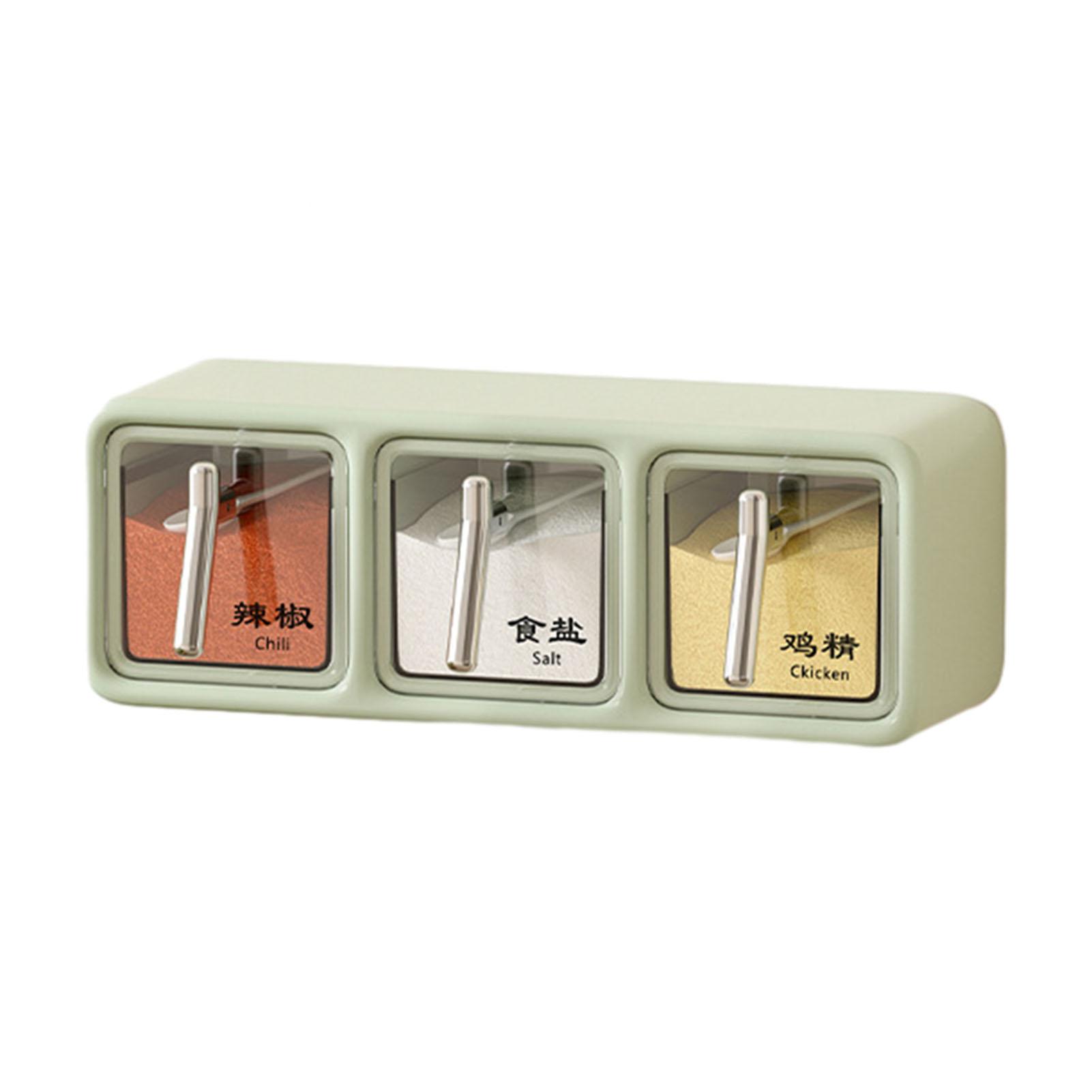 Fashion 3 Grid Visiables Wall Hanging Seasoning Box Waterproof Multi-Grid Seasoning Bottle Kitchen Supplies