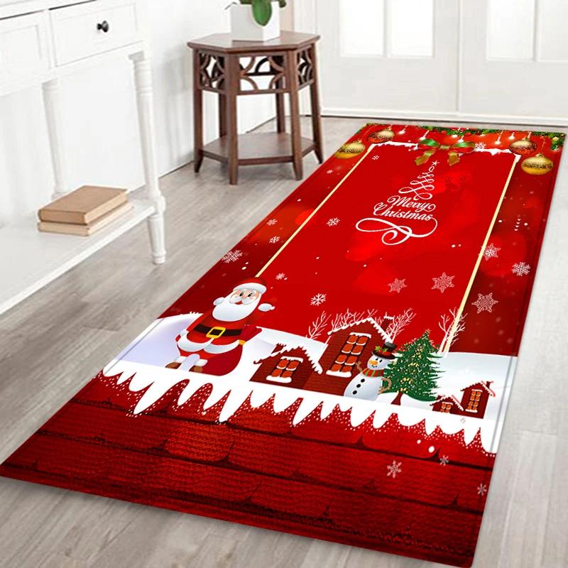 Buon Natale Tappeto Babbo Natale per Soggiorno Decorazione Casa Cucina Ingresso Corridoio Balcone Tappetini Flanella Camera da Letto Zerbino Ingresso