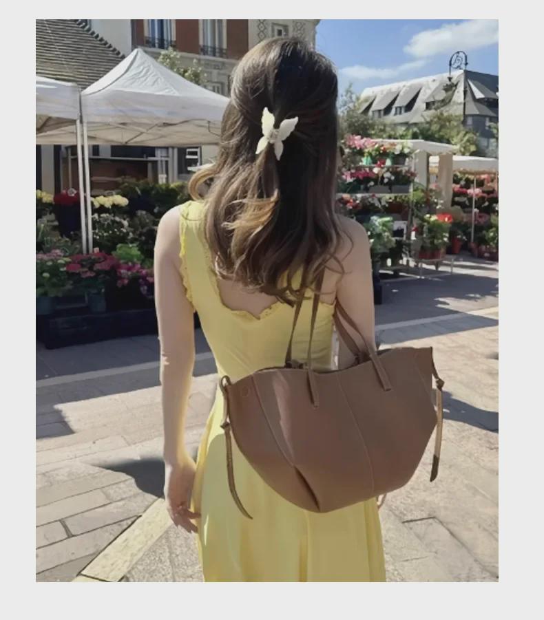 2024 Höst Äkta Läder Stor Kapacitet Dam Axelväska