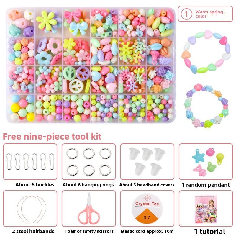 Children Bead Crafting Set Colorful Plastic Materials Handmade Accessories Gift