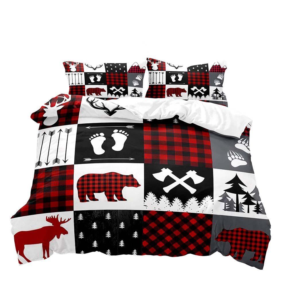 Christmas Cute Dwarf Three-Piece Quilt Cover 3D Digital Printing Bedding Set