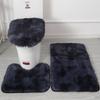 Non Dye Tie Slip Mat Fluffy Plush Bathroom Toilet Seat Cover Carpet 3 Piece Set
