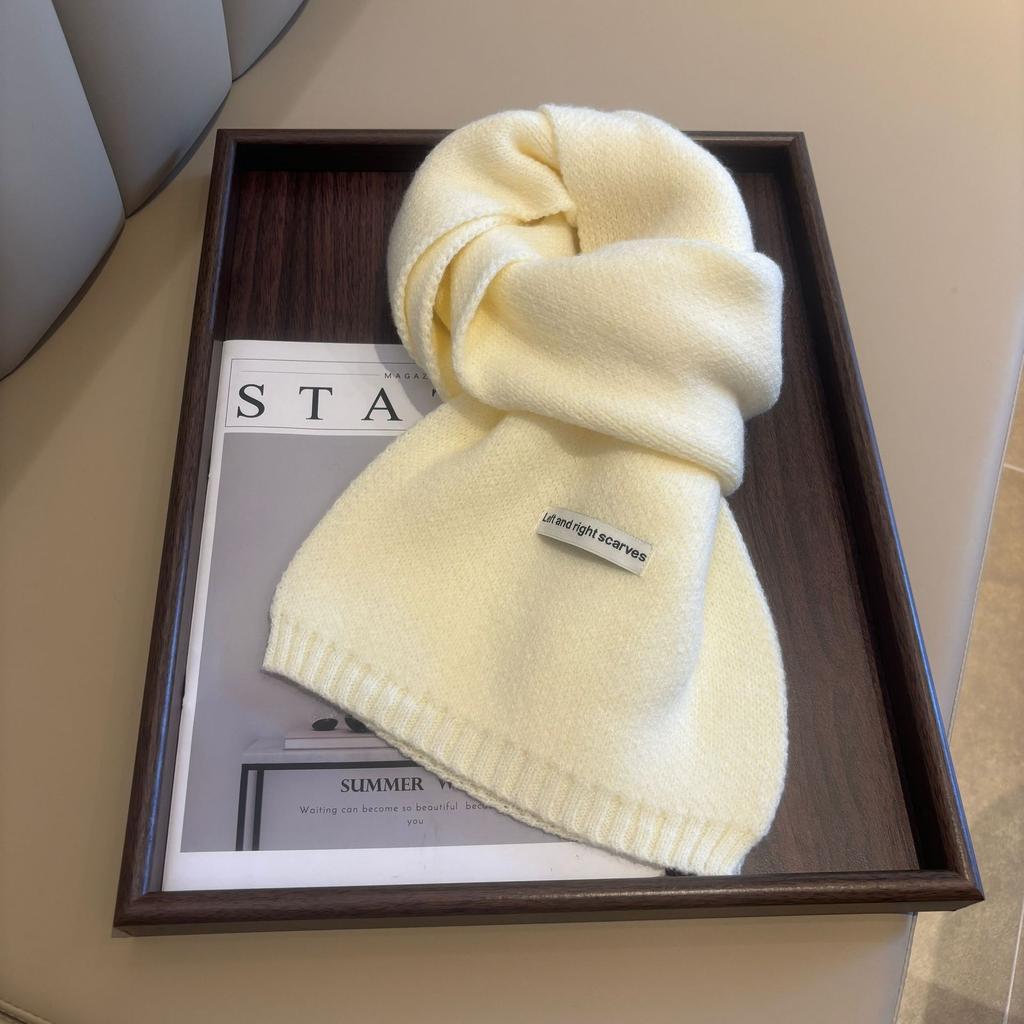 New solid color scarf women's imitation wool versatile scarf men's scarf autumn and winter knitted small scarf tide