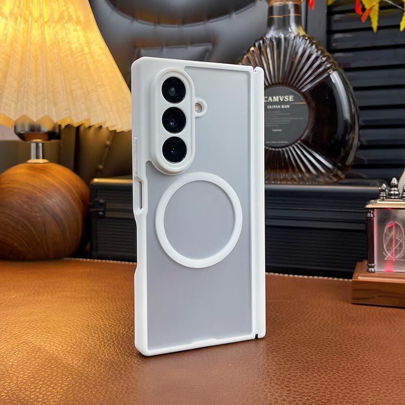 For Samsung Galaxy Z Fold 7 Case Magnetic Matte Transparent Acrylic Cover Equipped With Central Axis Hinge Protection Shell