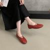 Retro Round Head Evening Soft Leather Ballet Single Shoes Women's Autumn 2025 One-pedal Gentle Pregnant Women Flat Grandma Shoes