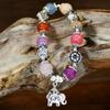 GemChic Women's Ethnic Colored Agate Crystal Elephant Pendant Alloy Flower Beads Bracelet Classical Retro Birthday Christmas Jewelry Gift