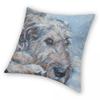 Irischer Wolfshund Kunst Kissenbezug Polyester Leinen Samt Bedruckt Reißverschluss Dekoration Wurfkissenbezug Heimkissenbezug