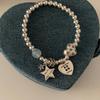 Y2K Punk Love Heart Star Pendant Bracelets for Women Girls Simple Handmade Metal Beaded Sweet Cool Bracelets Fashion Jewelry