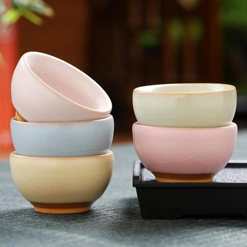 Janpanese Ru Kiln Ceramic Teacup Handmade Personal Meditation Cup Household Tea Bowl Kung Fu Tea Set Drinkware Accessories New