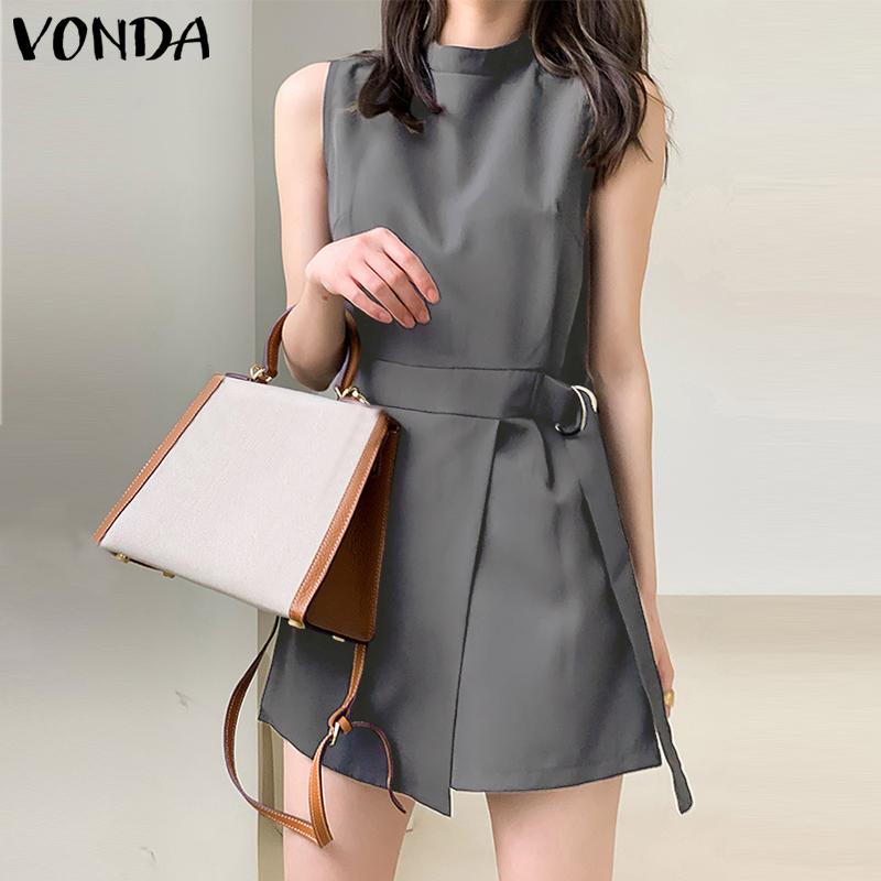 

Летние женские комбинезоны VONDA без рукавов, однотонные шорты Wiast