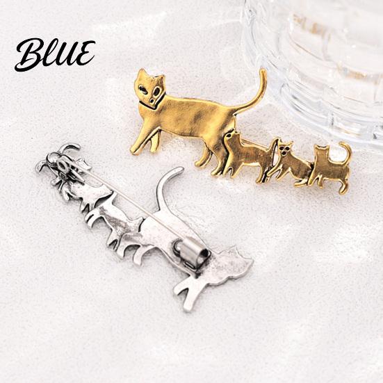 Cat Backpack Pin Family Brooch Pin, Golden Silver Plated Alloy Kitten Lapel Animal Pins Shape Badge Jewelry for Clothing Bags Hats Coats Accessories