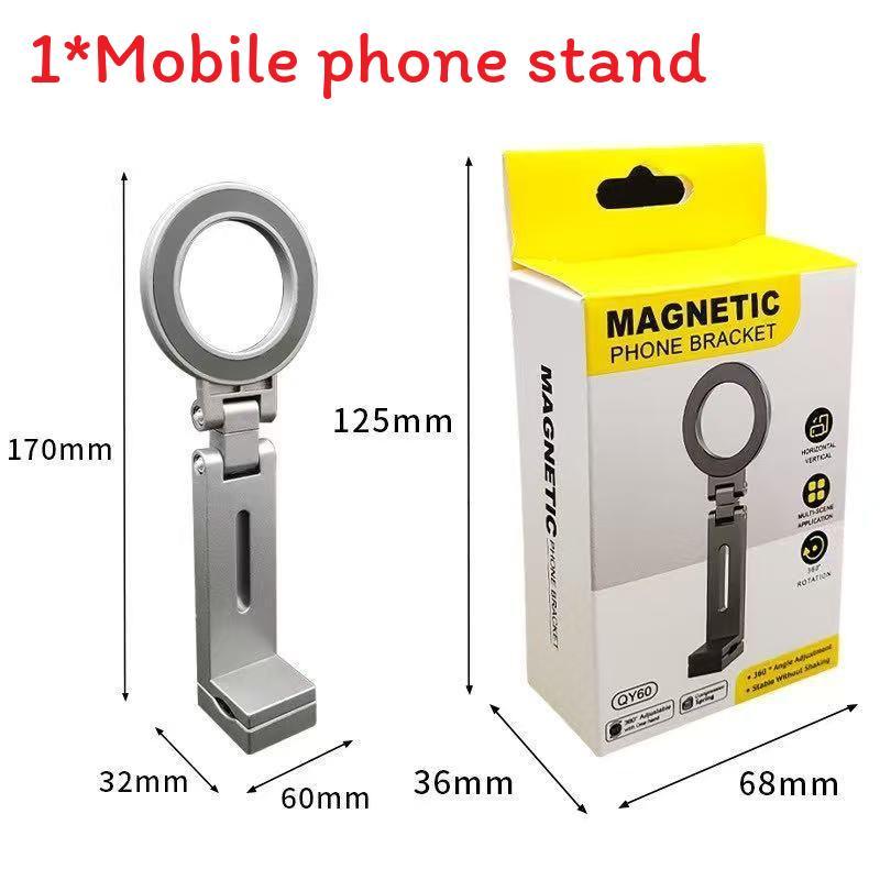 Magnetic Phone Holder With 360 Rotation Portable Travel Desktop Stand For Smartphones серебряный