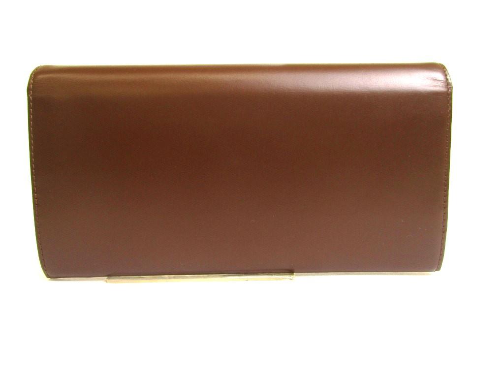 Authentisches GUCCI Doppel-G Dunkelbraunes Leder Klappe Langes Portemonnaie #a775 Aufgearbeitet