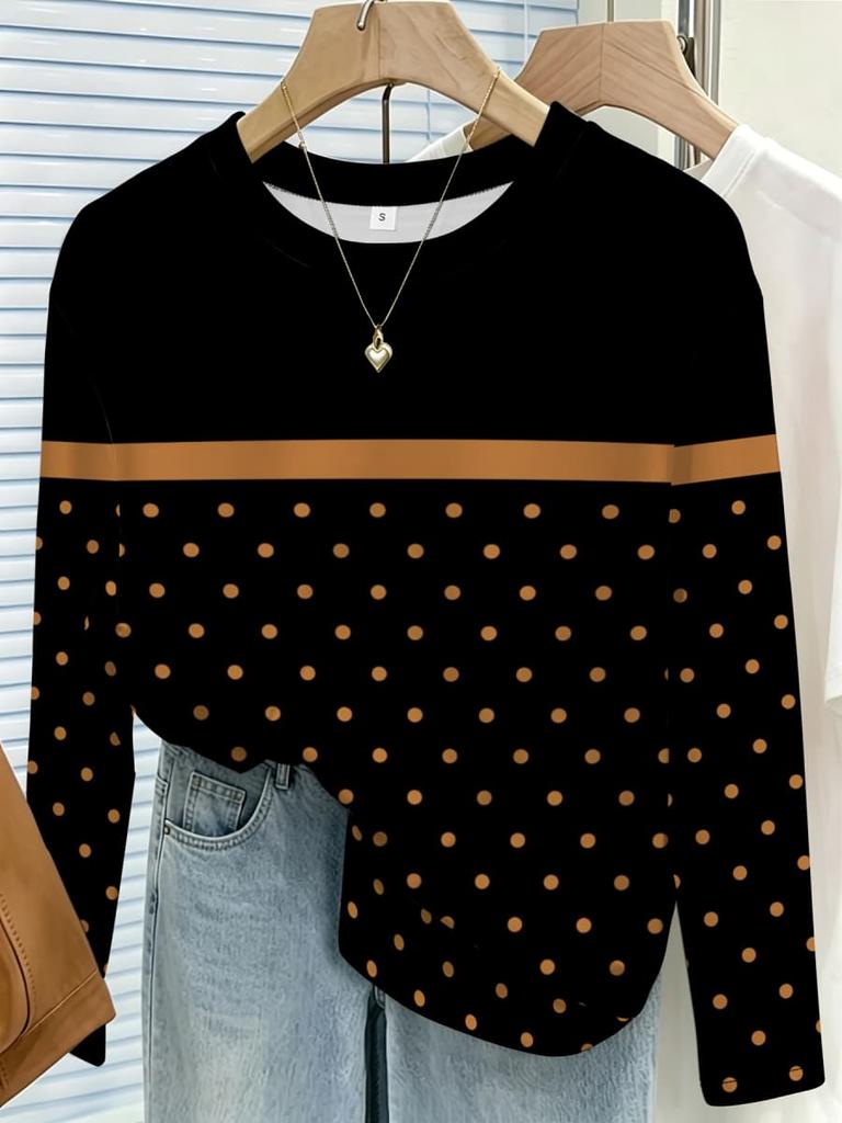 Women's Creative Printed Long-sleeved T-shirt, Breathable, Soft and Comfortable, Suitable for Casual Wear All Year Round