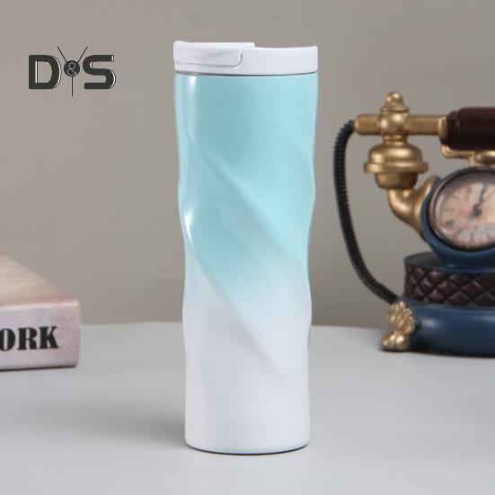500ML Stainless Steel Thermal Cup Insulated Coffee Tumbler with Lid Spiral Design Vacuum Travel Mug for Hot Drinks Home Office Outdoor Travel