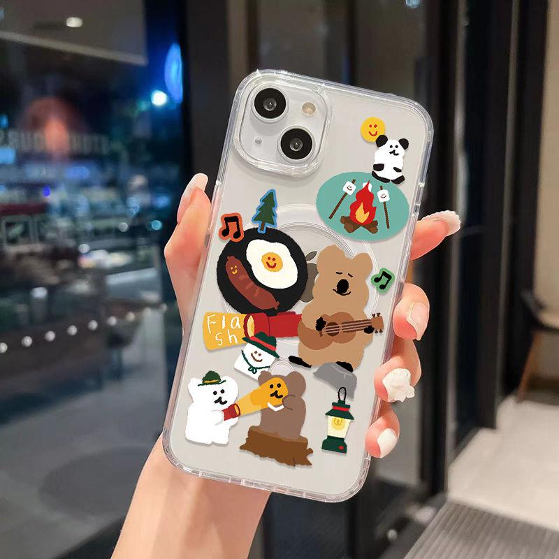 Lovely Bear Quokkas Wireless Charging Case for iPhone 17 Air 16 E 15 14 13 12 Mini 11 Pro Max Transparent Silicone Edge Cover