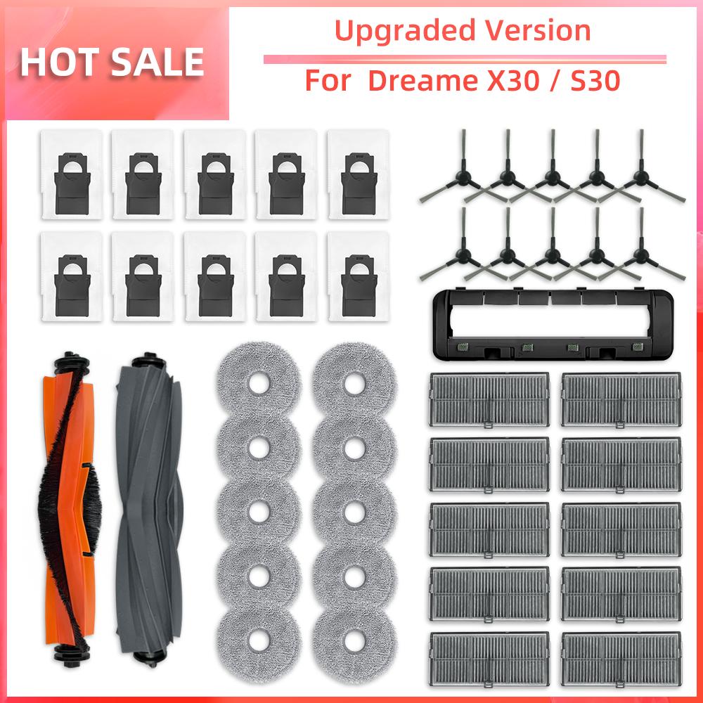 Compatible for Dreame X30 Ultra / X30 Pro Robot Vacuum Main Side Brush Hepa Filter Mop Pad Dust Bag Parts Accessories