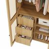 Kleiderschrank mit Rattan-Geflecht, 90 x 47 x 200 cm, Drehtüren, 1 Kleiderstange, 3 Schubladen und 4 Staufächer, Schlafzimmer, Wohnzimmer und Flur