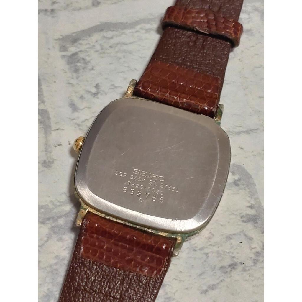 Used Working item, new battery replaced, SEIKO, Quartz, Chariot, Men's wristwatch, Vintage, Antique, Leather belt