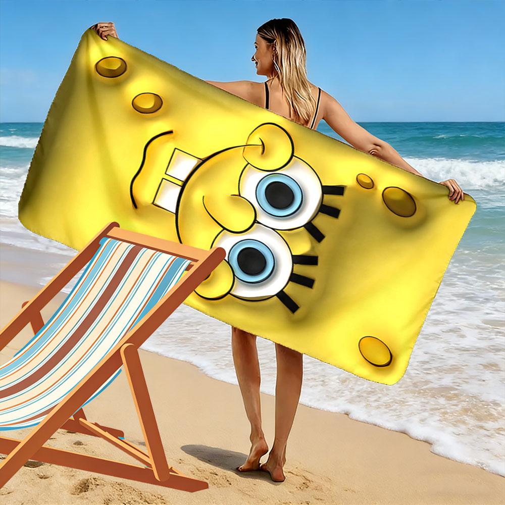 Yellow Cartoon Face Beach Towel Beach Towel Quick-drying for Travel Outdoor Sports Jogging Beach and Swimming