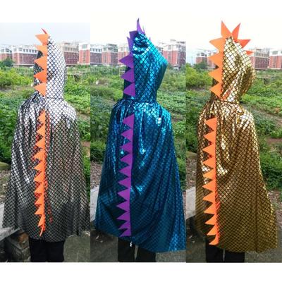 Halloween Cape Children Adult Dinosaur Cape Cape Cape Ball Show Dress Gold Silver Blue Hooded Dinosaur Cape