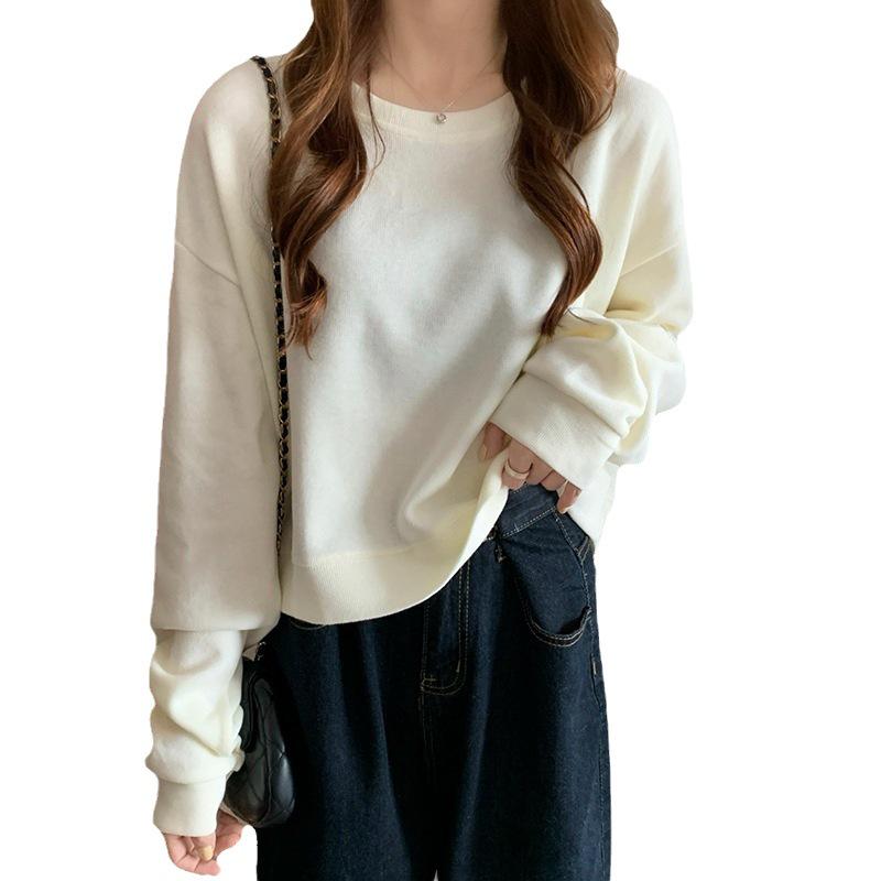 Korean Style Loose Fit Women's Hoodie - High Waist, Long Sleeve, Casual BF Look
