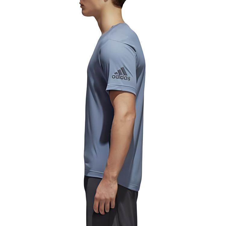 Adidas T Shirts Men's Haze Blue Crew Neck Moderate CE0817