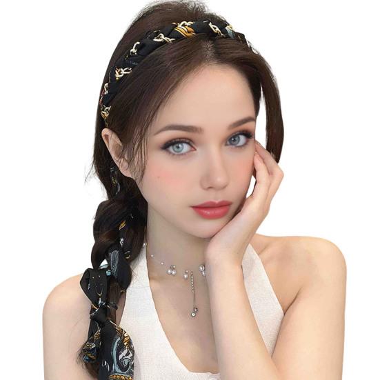 Women Headband Anti-slip Teeth Skull Design Hair Hoop with Ribbon Decor Slimming Effect Headband Hair Accessory