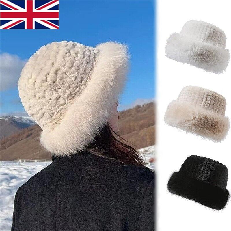 Winter Warm Fluffy Faux Fur Bucket Hat for Women Thermal Windproof Fisherman Cap Warmer