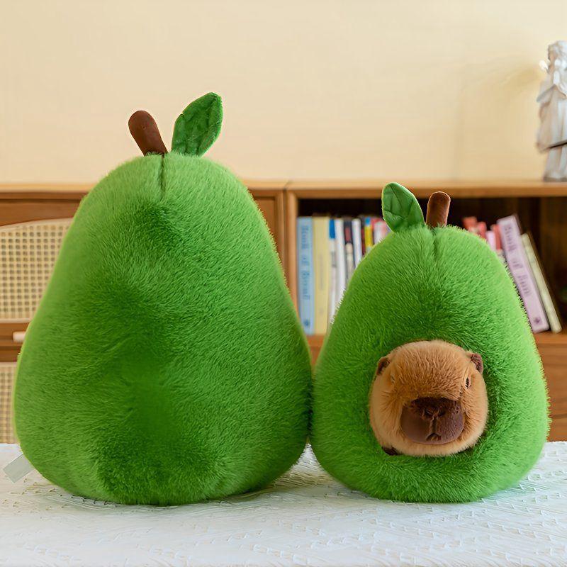 35cm Beliebte Avocado Capibara Puppe Weiches Avocado Haus Wasserschwein Kombination Puppe als Geburtstags- und Weihnachtsgeschenk