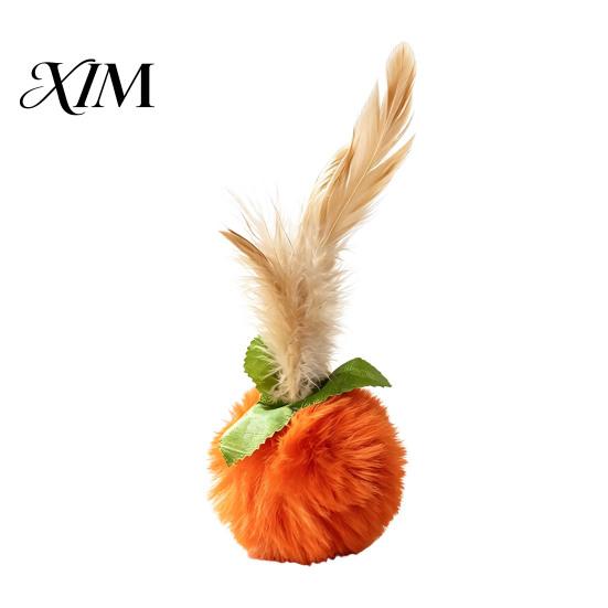 Realistic Prey Motion Cat Toys Furry Ball Toy with Feather, Interactive Pom Balls, Safe Plush for Adult Cats Soft Kitten Chasing Indoor Exercise