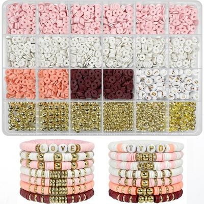 Set de Disques de Couleur en Argile Souple DIY 24 Cases, Lot de Perles Décoratives, Accessoires de Bijoux pour Bracelets faits main