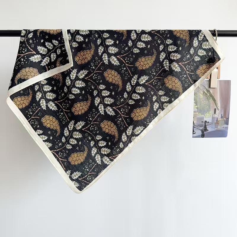 Korean Style Versatile Silk Wool Feel Small Square Scarf Women Winter Decorative Neck Scarf