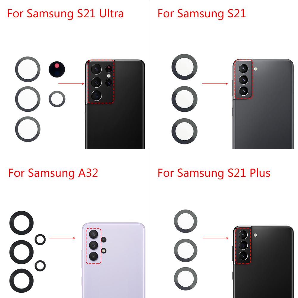 5Pcs,For Samsung A03 Core A33 A53 A73 A32 A52 A72 A82 S21 S22 Plus S21 Ultra FE Rear Back Camera Glass Lens With Glue Adhesive
