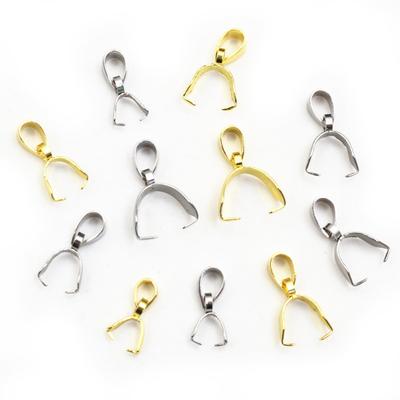 50pcs Stainless Steel Gold Color Pendant Pinch Bail Clasps Necklace Hooks Clips Connector DIY Jewelry Making Finding Accessories