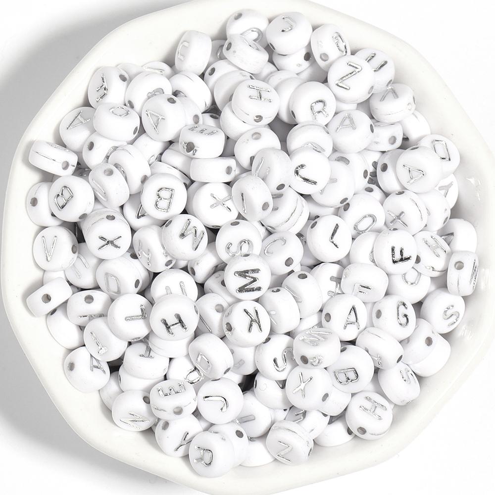 100pcs/lot 7mm Round Acrylic Letter Beads A-Z Alphabet Beads Loose Beads For DIY Bracelet Necklace Keychain Jewelry Making