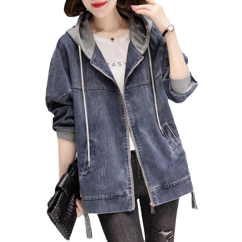 Kadın İlkbahar ve Sonbahar Moda Kot Ceket İlkbahar ve Sonbahar Rahat Kısa Boy Beyzbol Ceket