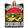 Bombardiro Bombardino Crocodilo Funny Italian Brainrot Meme Blankets Super Soft Comfortable Plush Throw Blanket For Living Room
