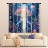 Set Of 2 Filtering Curtains Excluding Rods Non Movable Without Batteries Cute Jellyfish Surroundedbackgroundsuitable Use Curtain Polyester