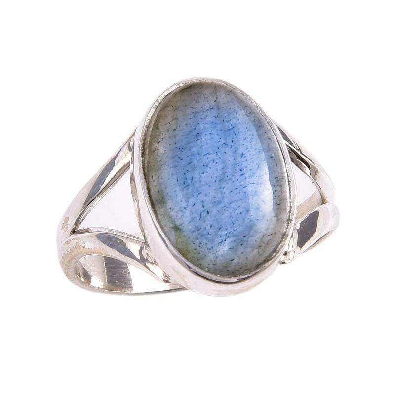 Natural Labradorite Gemstone 925 Solid Sterling Silver Jewelry Ring Size 6 b1T18