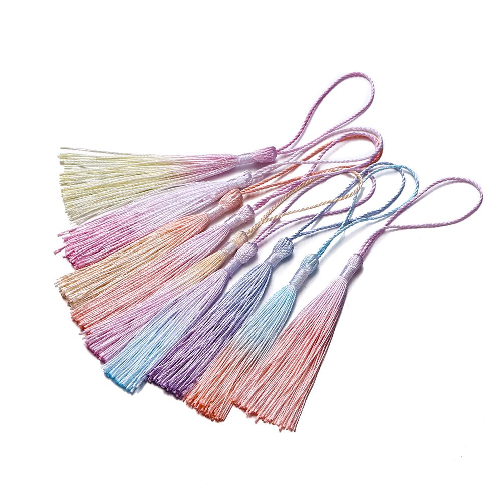 10Pcs Gradient Color 13cm Tassels Polyester Silk Tassel Fringe Crafts Jewelry for Diy Jewelry Making Pendant Decor Bookmark