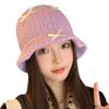 Stylowy jesienno-zimowy dzianinowy kapelusz bucket z szerokim rondem dla kobiet - odporny na zimno i korzystnie podkreślający twarz