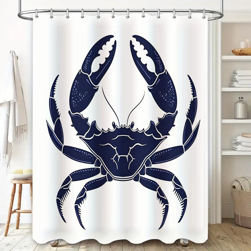 New Crab Print Shower Curtain Waterproof Home Decor Bathroom Accessories Modern Blue Sea Animal Printed Shower Curtains for Sale