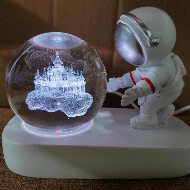Astronaut Creativ 3D Minge de Cristal Led Lumină de noapte pentru Dormitor Copii Planetă Spațiu Lampă Sistem Solar USB Cadou de Crăciun pentru copii