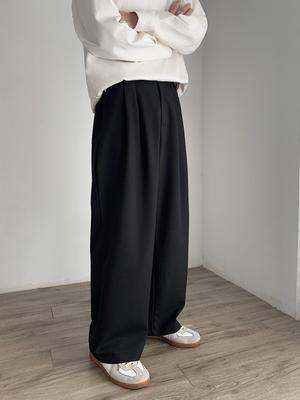 Costum Japonez Retro Drapat cu Pliuri Duble Pantaloni Largi Casual Bărbați Largi Drepți Pops Pantaloni cu Trenă Mărimi Mari
