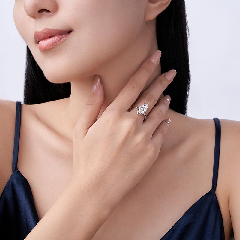 Trendy 3ct Marquise Cut VVS1 Dcolour Moissanite Rings 925 Silver Engagement Wedding Band Moissanite Fine Jewelry Women Ring
