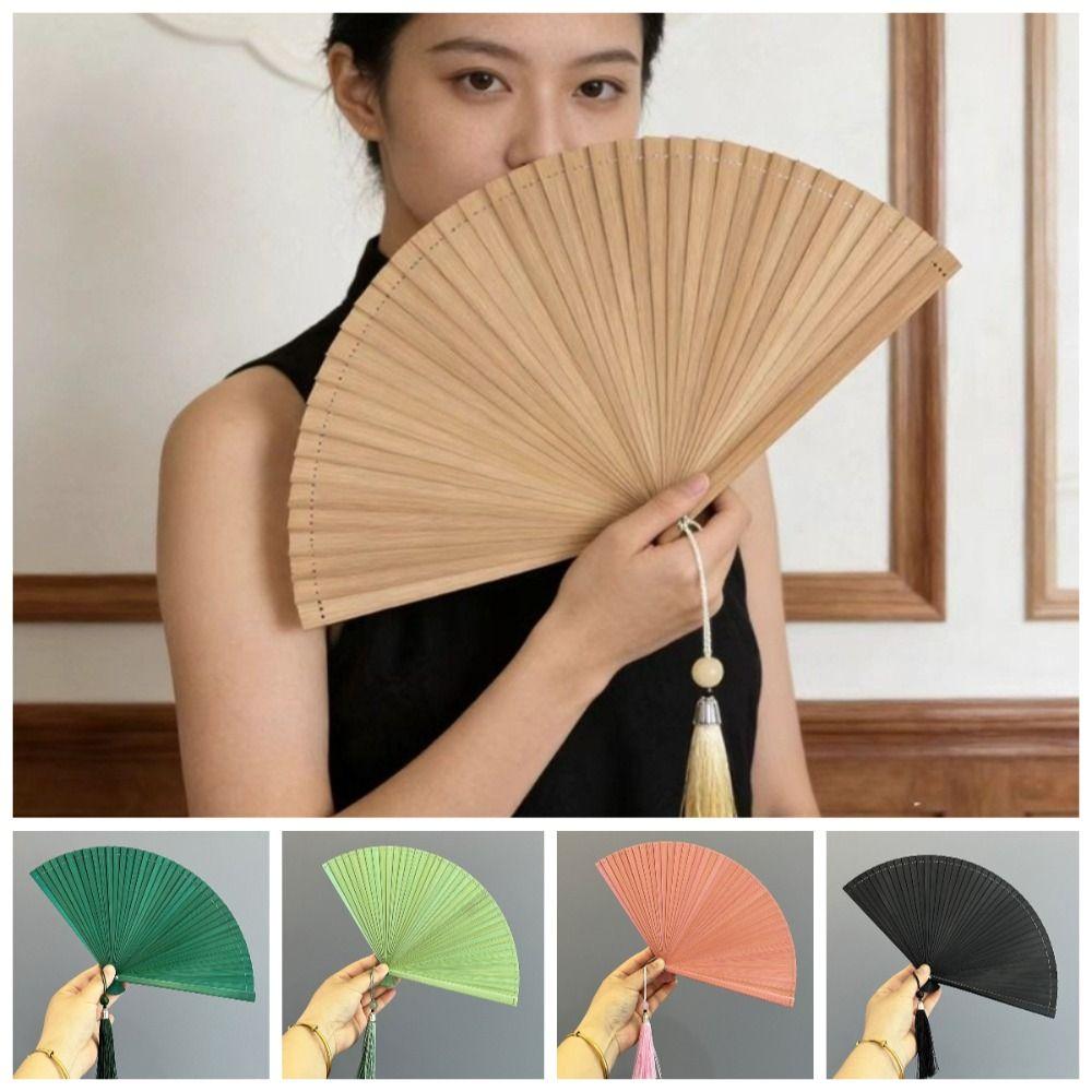 Portable Tassel Folding Fan Chinese Style Kimono Fan Elegant Handheld Fans  Cheongsam Show