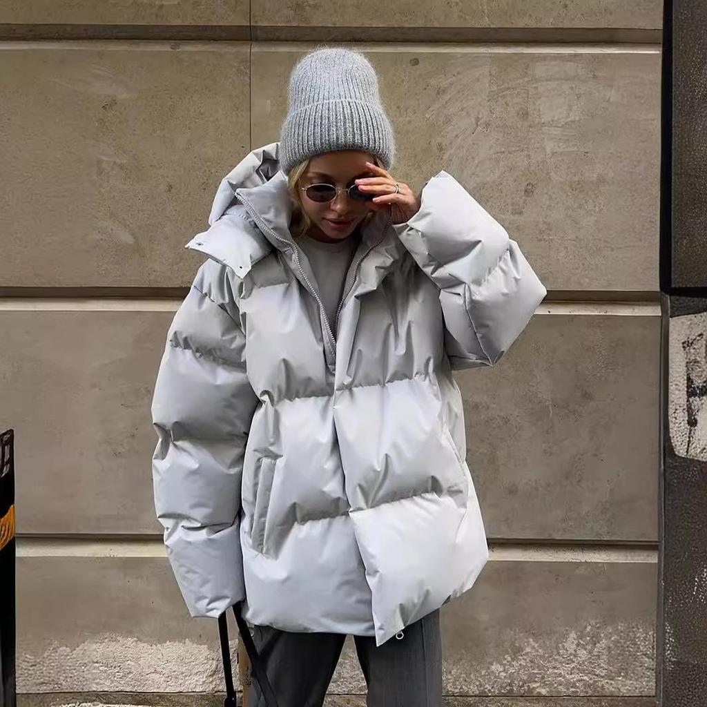 Down Jacket Women's Warm Fashionable Loose Comfortable Solid Cotton Jacket Autumn Winter Casual Simple Overwear