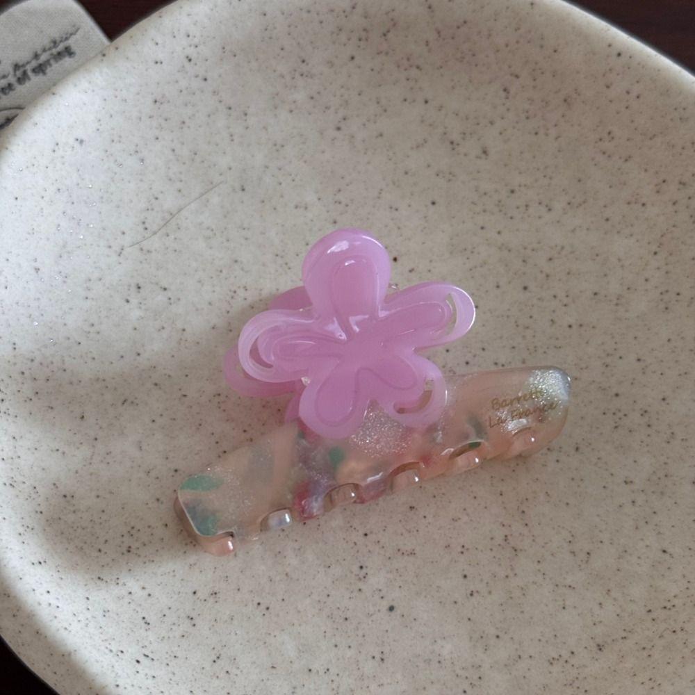 Creative Hairpin Acetic Acid Hair Claw Colorful Floral Design Acetate Shark Clip Large Korean Style Flower Hair Clip Vacation